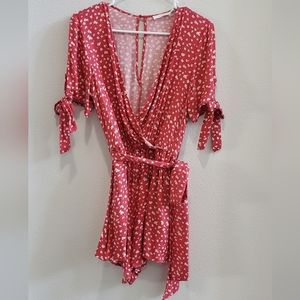 Women's red floral prints romper size medium